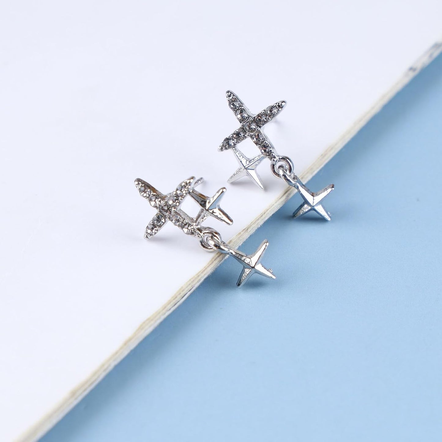 Punk Cross Star Dangle Drop Earrings Vintage Silver Hanging Rhinestone North Star Drop Earrings Minimalist Cross Star Dangle Huggie Small Hoop Earrings Jewelry for Women