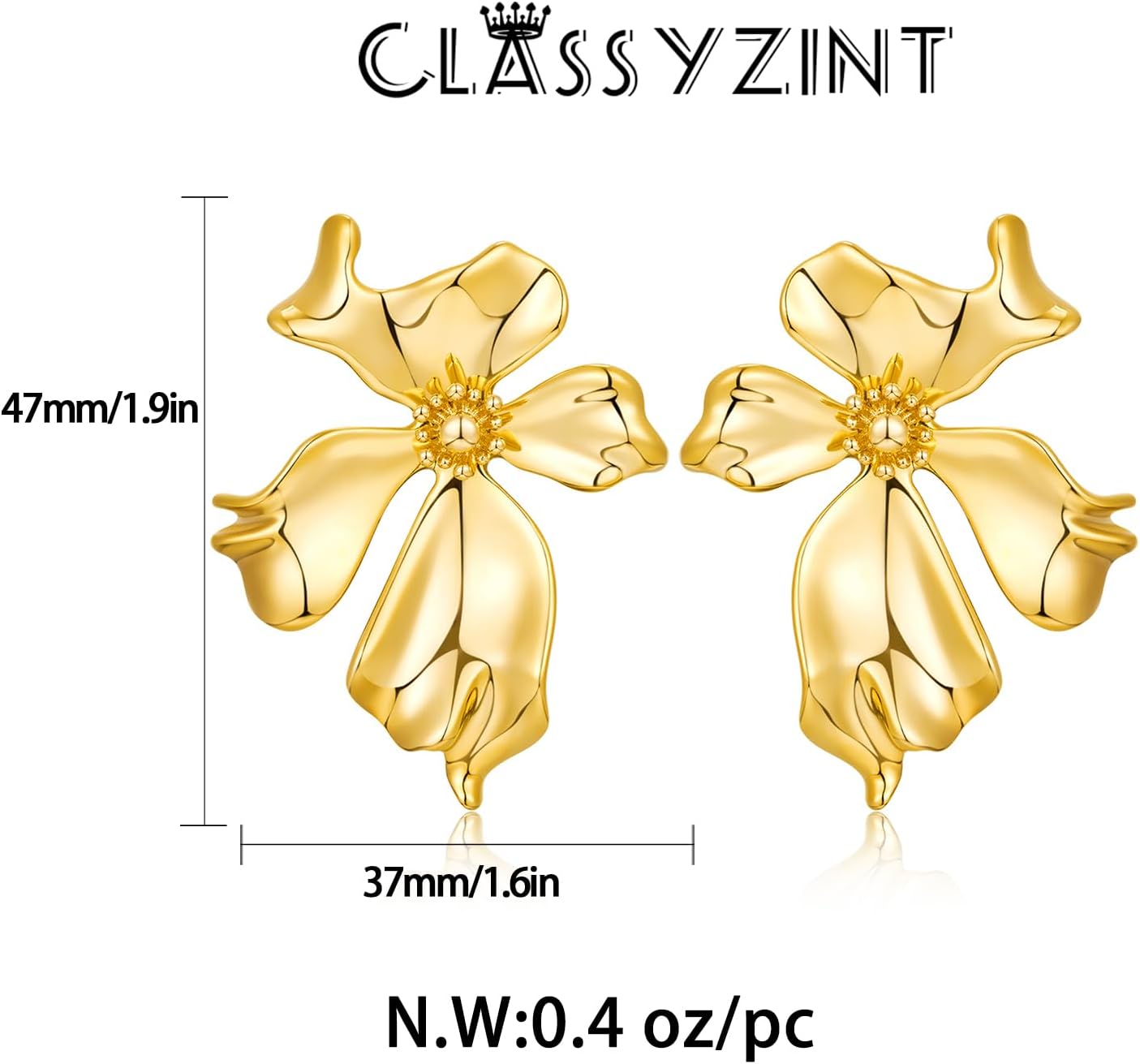 CLASSYZINT Gold/White/Red/Black Flower Stud Earrings For Women