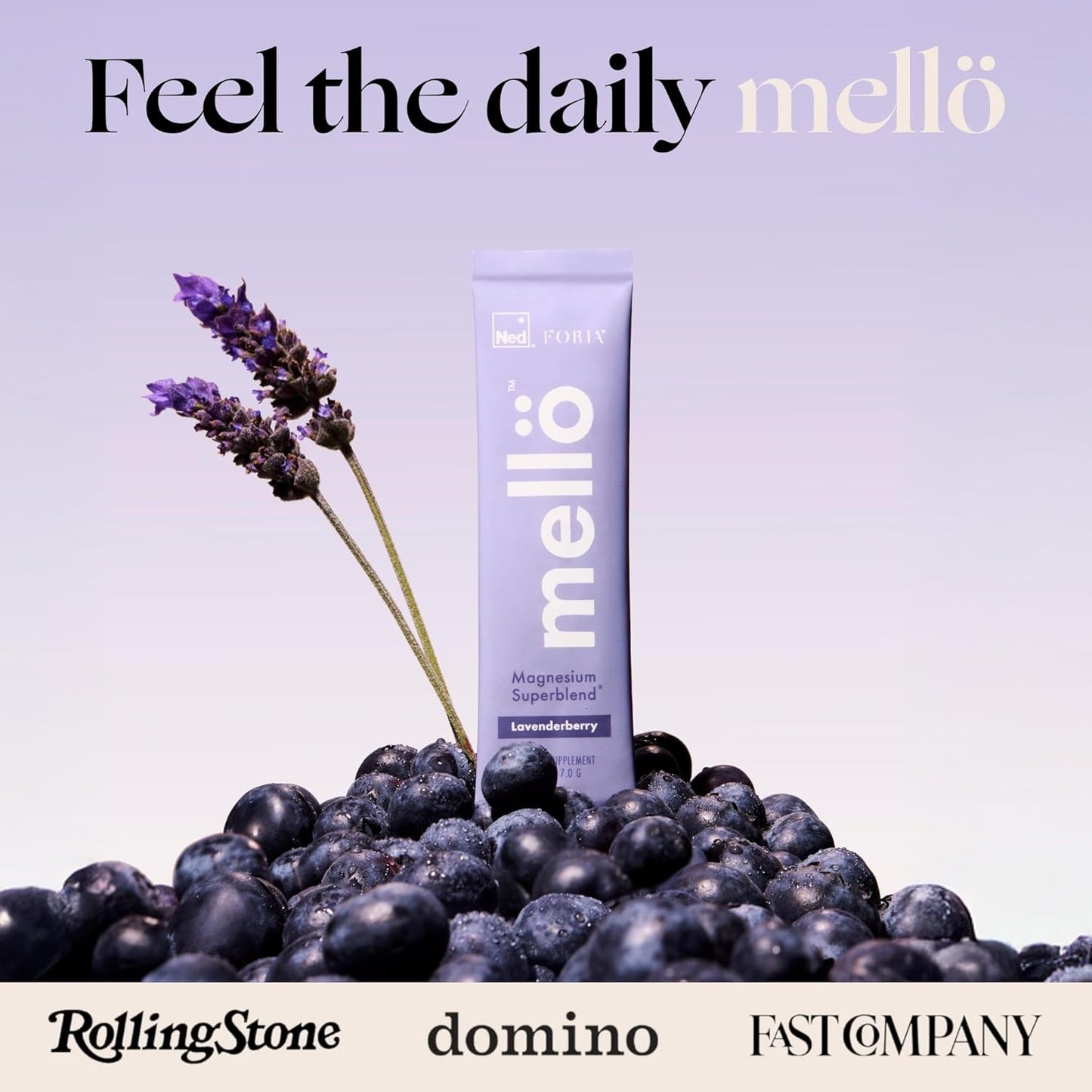 mellö Magnesium Supplement Superblend Powder - Magnesium Glycinate with L-Theanine, GABA, and Trace Minerals - Supports Sleep, Relaxation, and Balanced Energy - Lavenderberry Flavor, 10-Pack, Singles