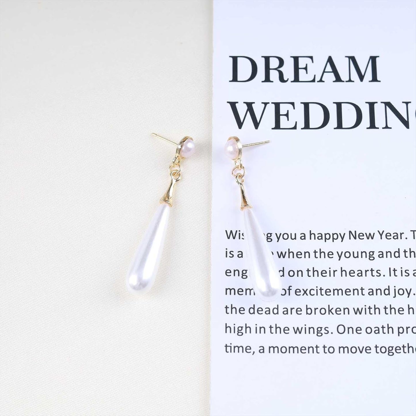 Boho Teardrop pearl Earrings Thin pearl Drop Earrings Gold Long pearl Dangle Earrings Vintage pearl Earrings Jewelry for Women and Girls