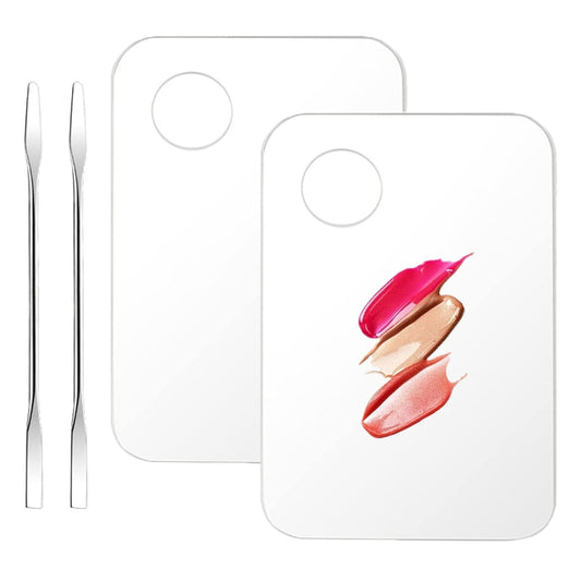 Acrylic Cosmetic Makeup Palette, 2 Pack Makeup Mixing Palette, Foundation Palette with Spatula Tool for Nail Art Eye Shadow Eyelash Makeup Professional Pigment Blending
