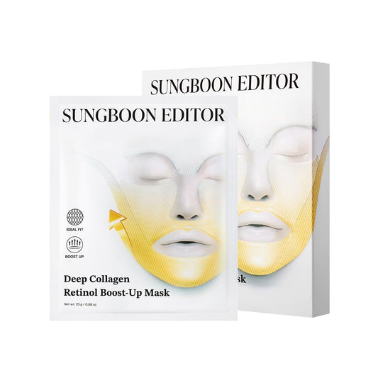 SUNGBOON EDITOR Deep Collagen Retinol Tension Boost Up Mask | Retinol, Volufiline, Lifted Skin, Skin Firmness, Boosted Volume for Sagging skin, Double Chin Reducer, V Line Lifting Mask, 25g x 4ea