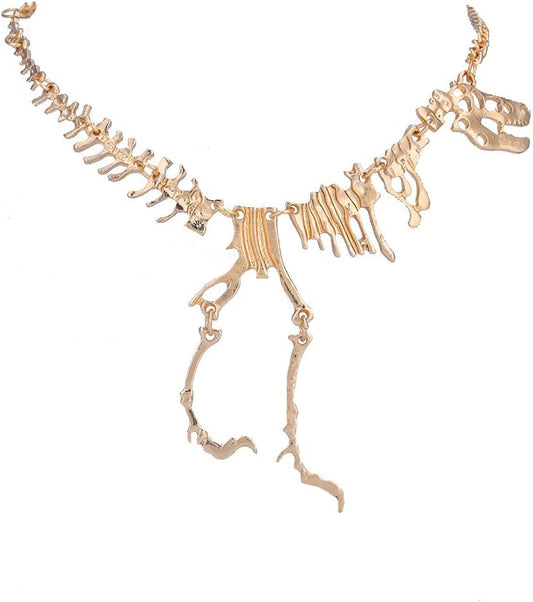 Punk Long Pendant Necklace Dainty Dinosaur Necklace Chain Fashion Gold Necklaces Halloween for Women