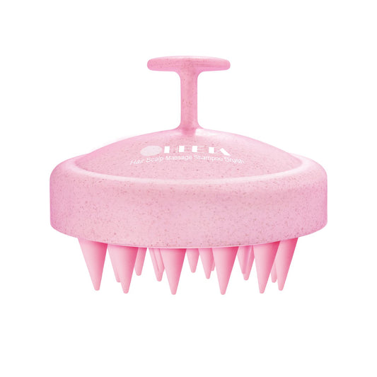 HEETA Scalp Massager Hair Growth, Soft Silicone Scalp Scrubber Shampoo Brush for Exfoliation, Dandruff Removal & Head Massage Stress Relax, Wet & Dry Use for Thick, Thin Hair Care, Wheat Straw Pink