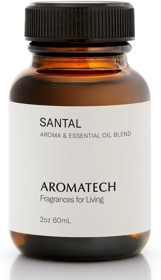 AromaTech Santal Aroma Essential Oil Blend: Luxury Hotel Inspired Aromatherapy with Amber, Vanilla, Cedar & Sandalwood for Ultrasonic Diffusers & Nebulizers - 2 fl oz, 60 mL