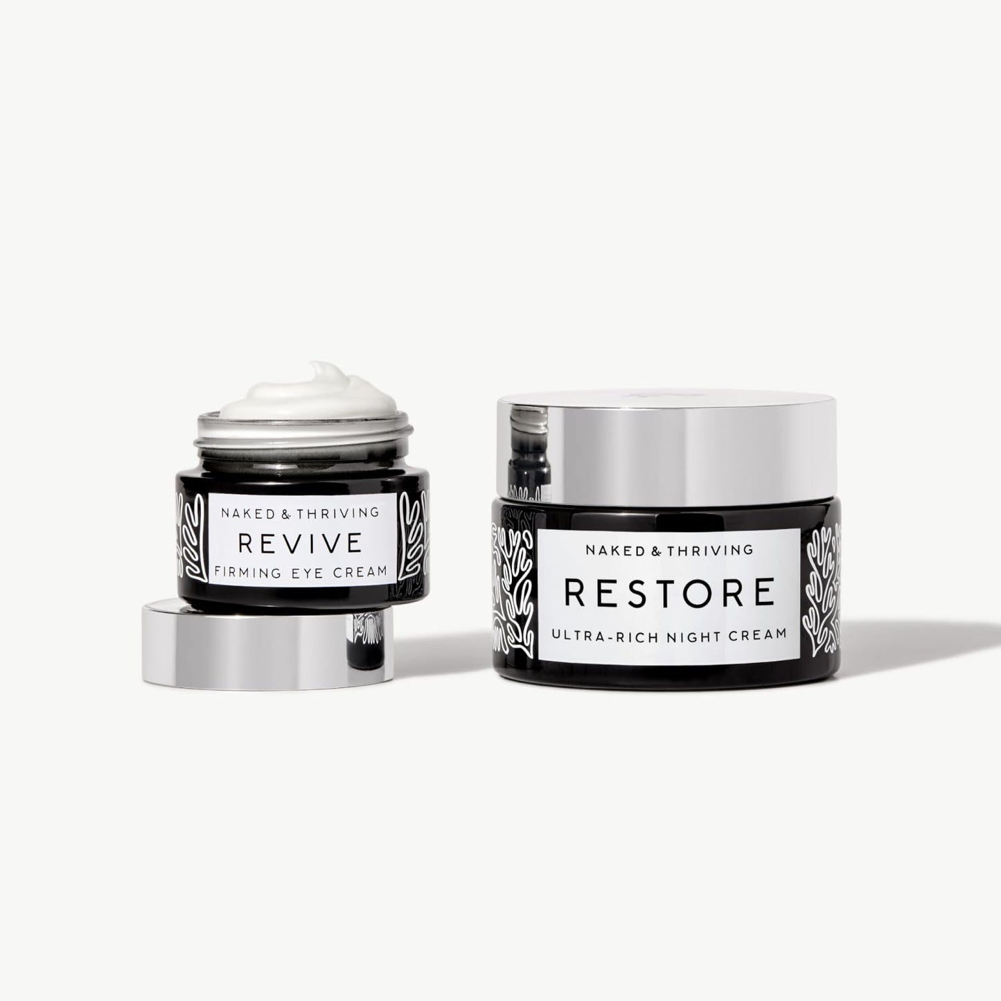 Naked & Thriving The Retinol-Alternative Duo | Restore Ultra-Rich Night Cream (50mL) + Revive Firming Eye Cream (15mL) with Hyaluronic Acid and Bakuchiol (Set of 2)