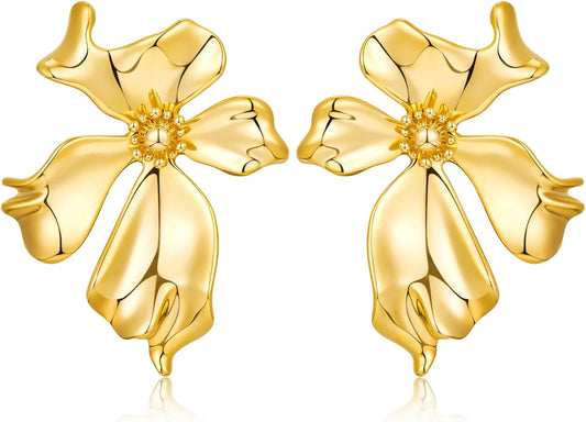 CLASSYZINT Gold/White/Red/Black Flower Stud Earrings For Women