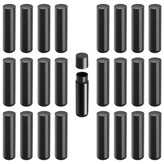 25PCS 5.5g Empty Lip Balm Tubes, Plastic Lip Balm Gloss Containers, Refillable Rotatable Deodorant Containers for DIY Lip Gloss Balm, Lipsticks, Solid Perfume, Black