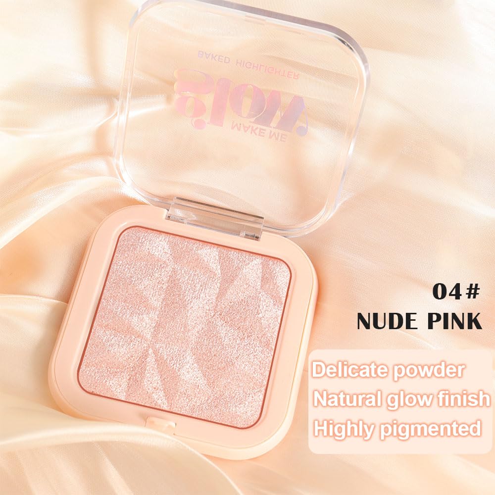 evpct Nude Pink Face Highlighter Makeup Shimmer Glitter Diamond Sparkly Highlighters Makeup Palette Powder for Face Body Cheek Skin iluminadores iluminador de jos maquillaje luminizers E04
