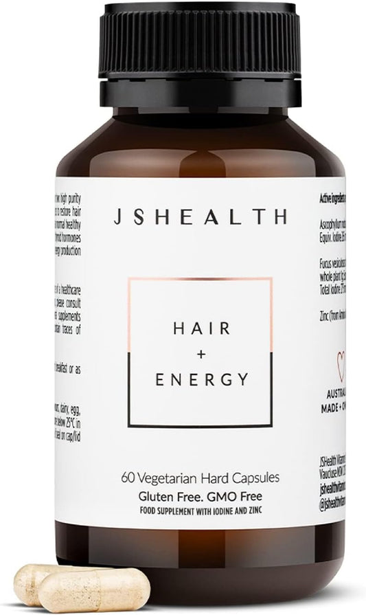 JSHealth Hair Formula - Vitamins for Hair Growth and Energy with Zinc and Iodine - Hair Loss Supplement for Men and Women (60 Capsules)