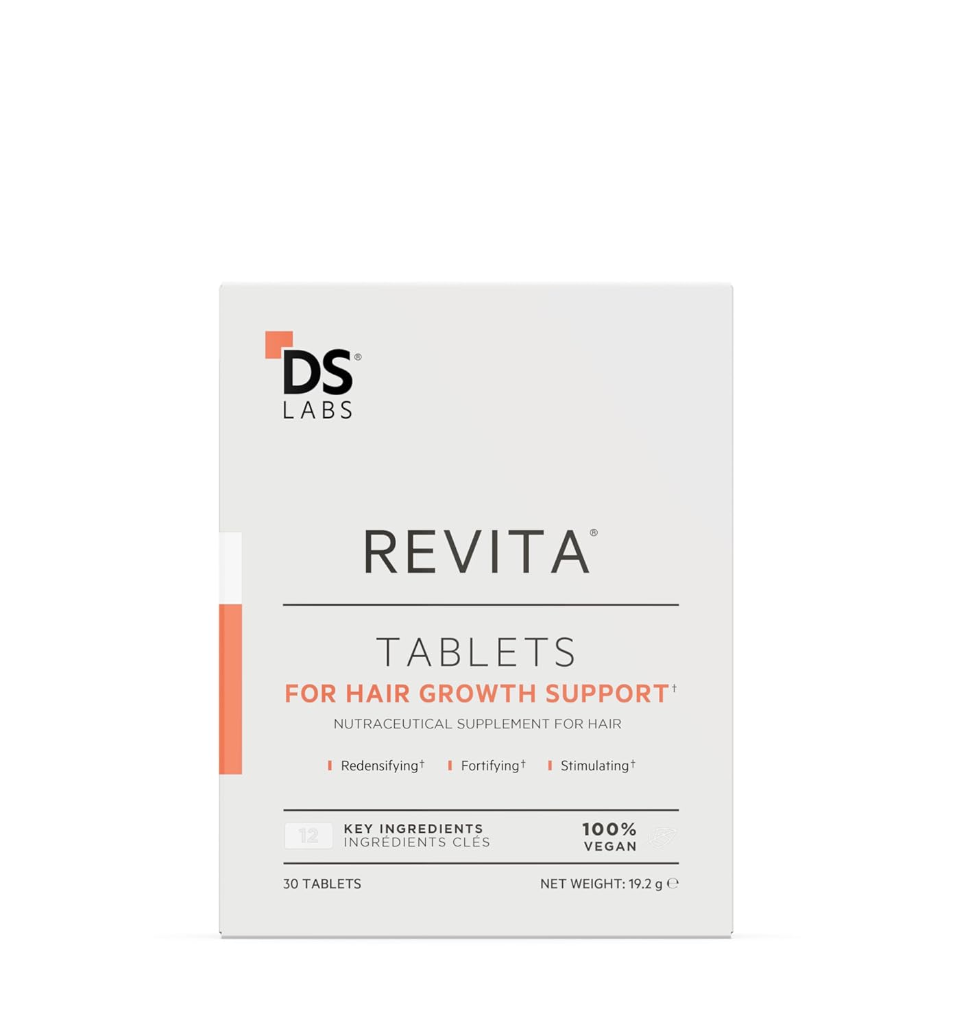 DS Labs Revita Hair Density Support Tablets - Daily Hair Wellness Supplement with Biotin, Zinc, Iron, Vitamin D, Magnesium & Melatonin, for Men & Women, 30 Tablets