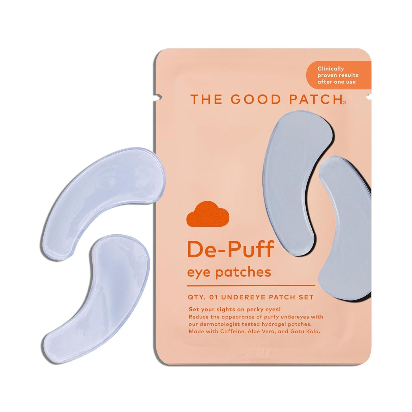The Good Patch De-Puff Cooling Hydrogel Under Eye Patches for Puffy Eyes and Under Eye Bags, Made with Caffeine, Aloe Vera, Gotu Kola, Clinically Proven (6 Total Patch Sets)