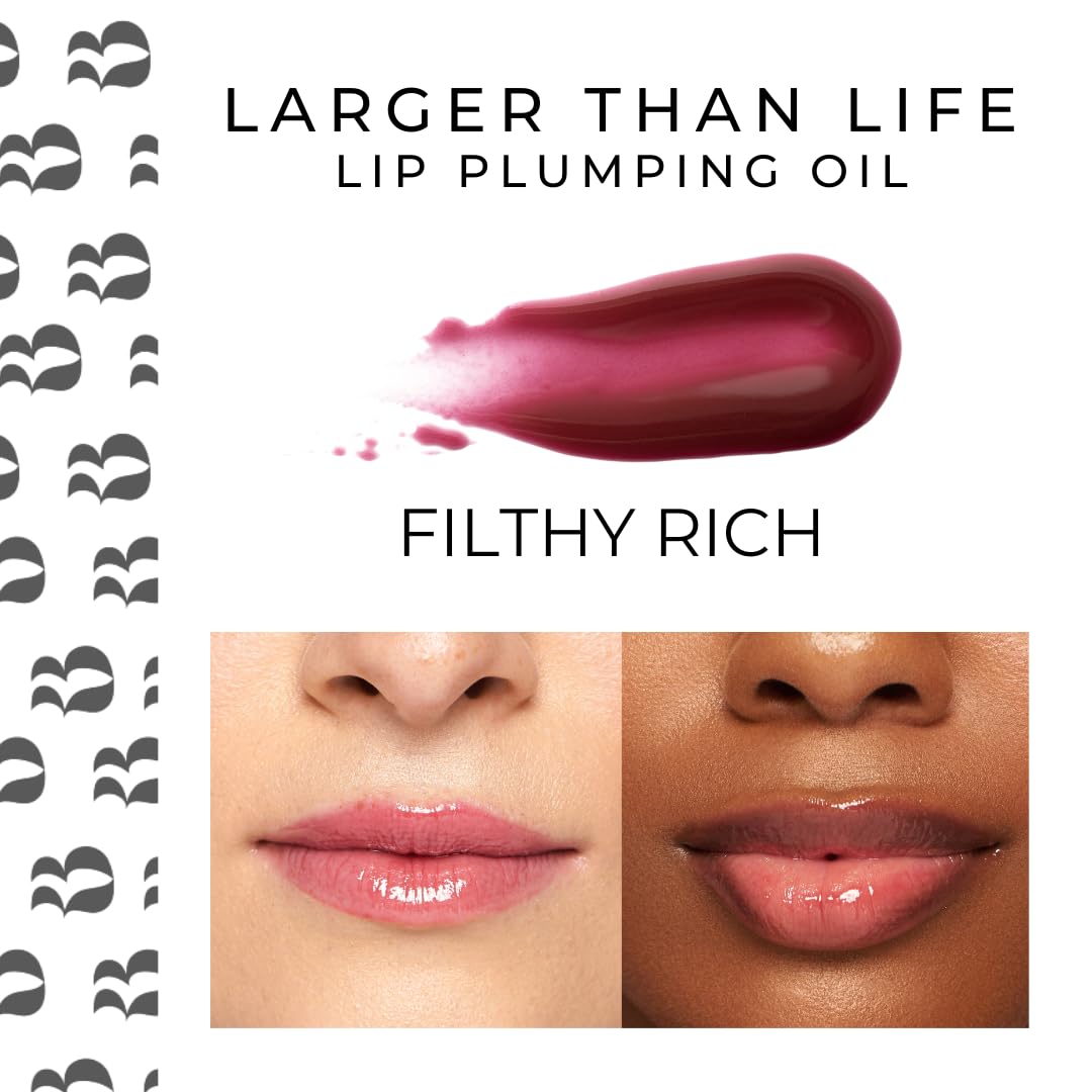 Rinna Beauty Larger Than Life Lip Plumping Oil - Filthy Rich - Moisturizes & Hydrates Lips - Natural Plumping Over Time - Vegan, Cruelty-Free, & Paraben-Free 0.3 Fl Oz