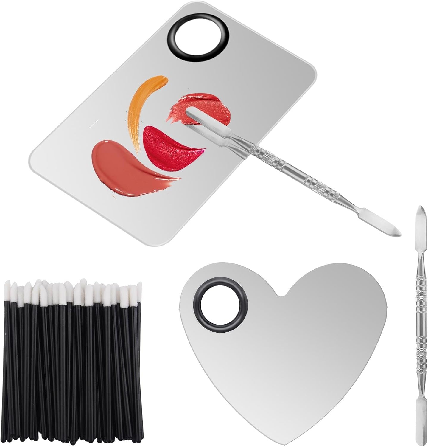 Makeup Palette Lipstick Applicator with Spatula Lip Gloss Brush Makeup Tool Set Suitable for Lipstick, Foundation and Other Cosmetic Color Mixing(Makeup Palette Set)