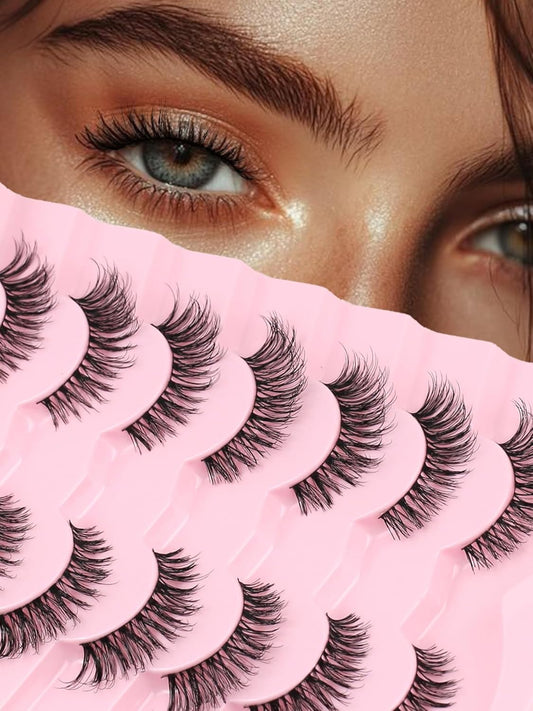 Wipsy Lashes Cat Eye False Eyelashes Natural Look 7 Pair Lash Strips Siligli