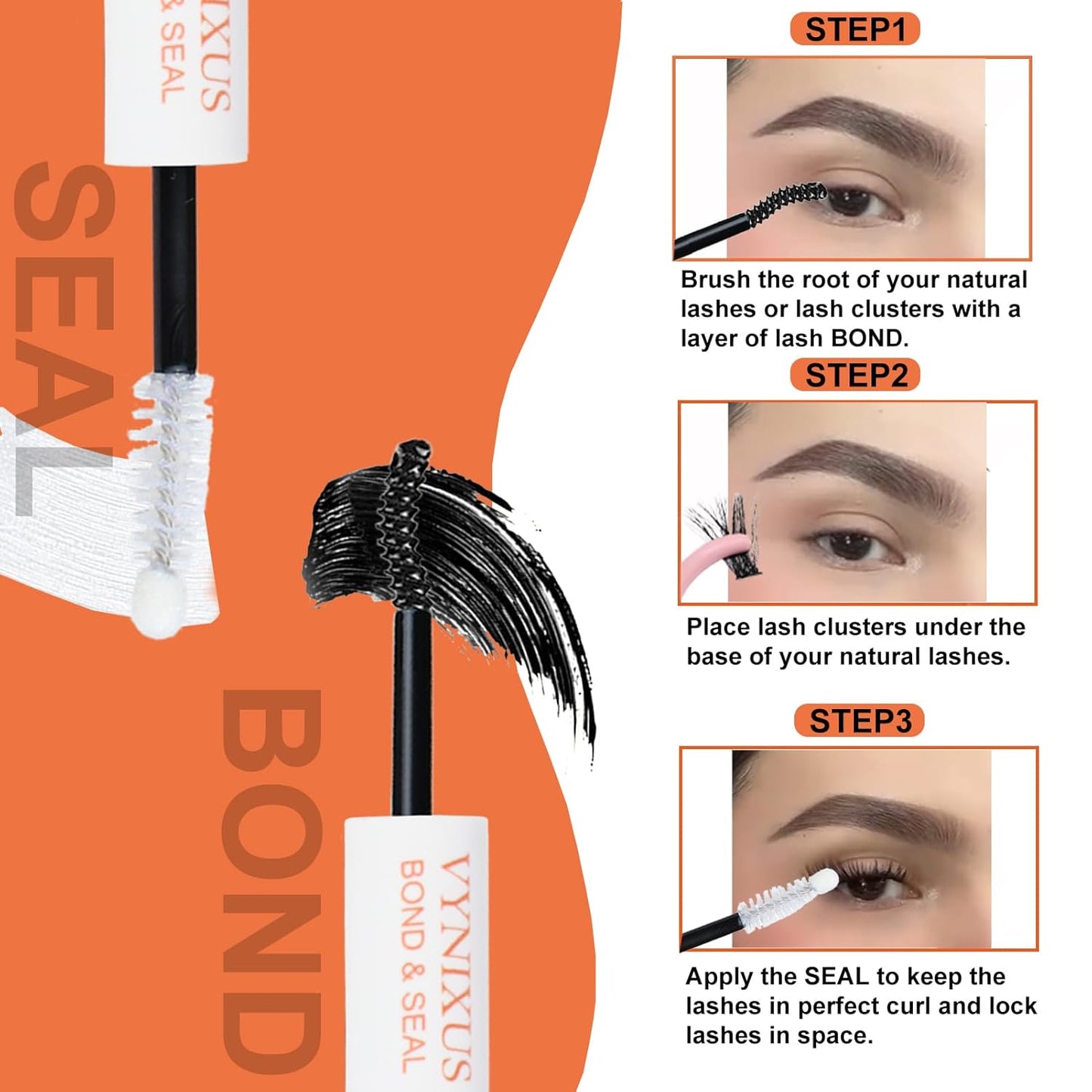 Lash Glue for Eyelash Clusters 2-IN-1 Lash Bond and Seal Waterproof Eyelash Glue DIY Lash Cluster Glue Individual Lash 72H+ DIY at Home 10ml
