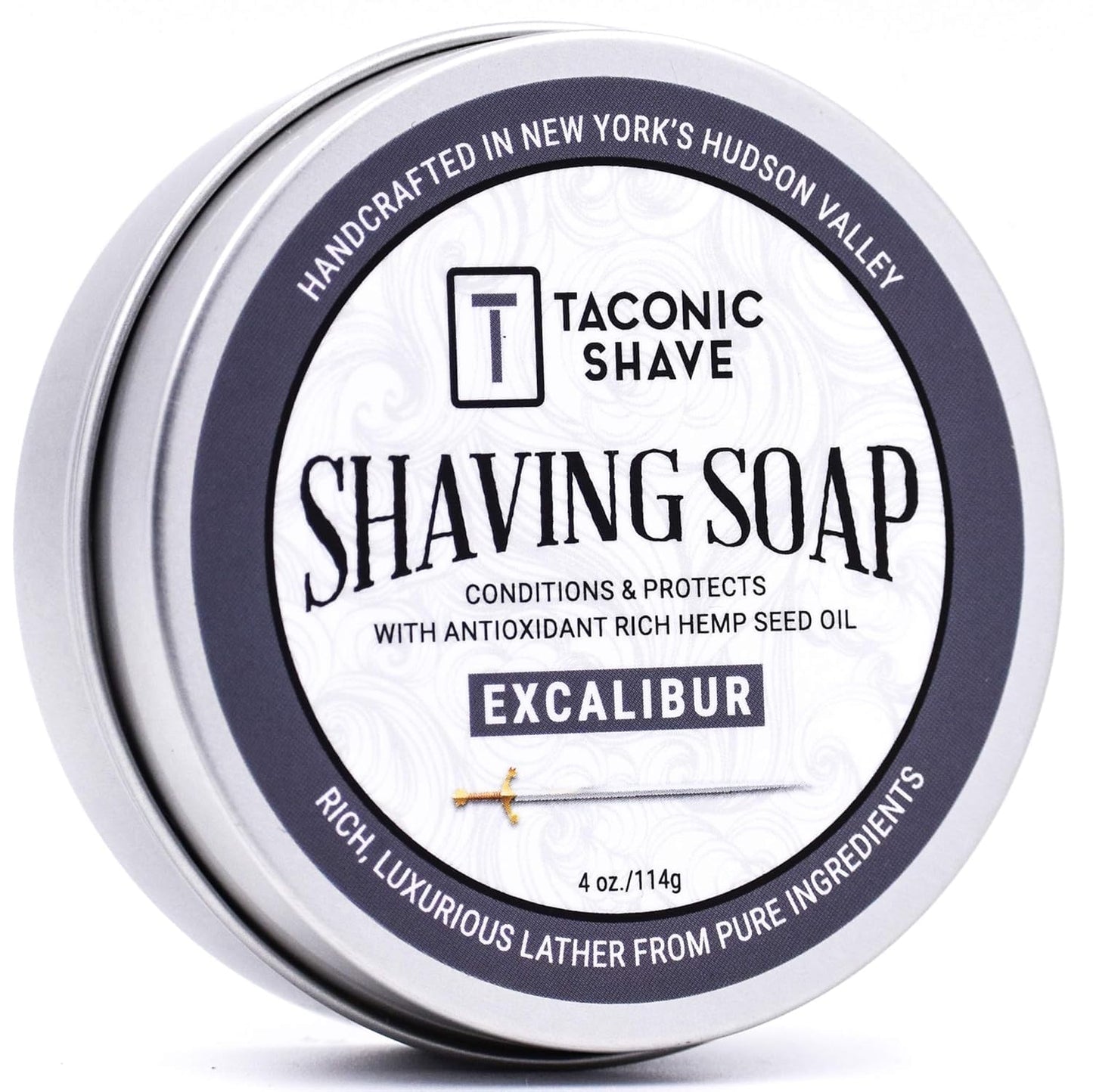 Taconic Shave Excalibur Scent Shaving Soap – Clean Masculine Cologne Aroma – Barbershop Quality Lather Puck with Natural Oils – Smooth Glide – Handmade in USA