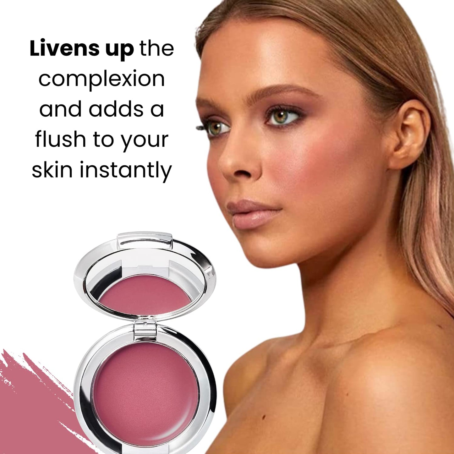 Nude Envie - Cream Blush - Creamy & Blendable for Easy Application - Pigmented Long-Lasting Dewy Finish - With Hyaluronic Acid - Mirror Compact - Vegan, Paraben-Free & Cruelty-Free - Passion