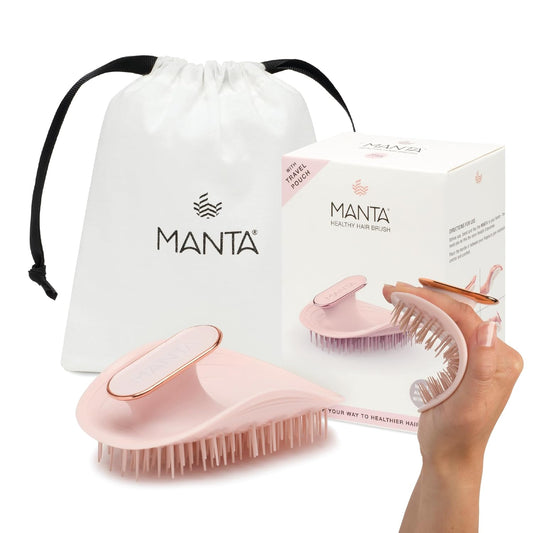 Manta Original Anti-Breakage Hairbrush – Gentle Detangling Brush for Wet & Dry Hair, Flexible Hairbrush for All Types, Healthy Hair Care for Women & Men, Pink