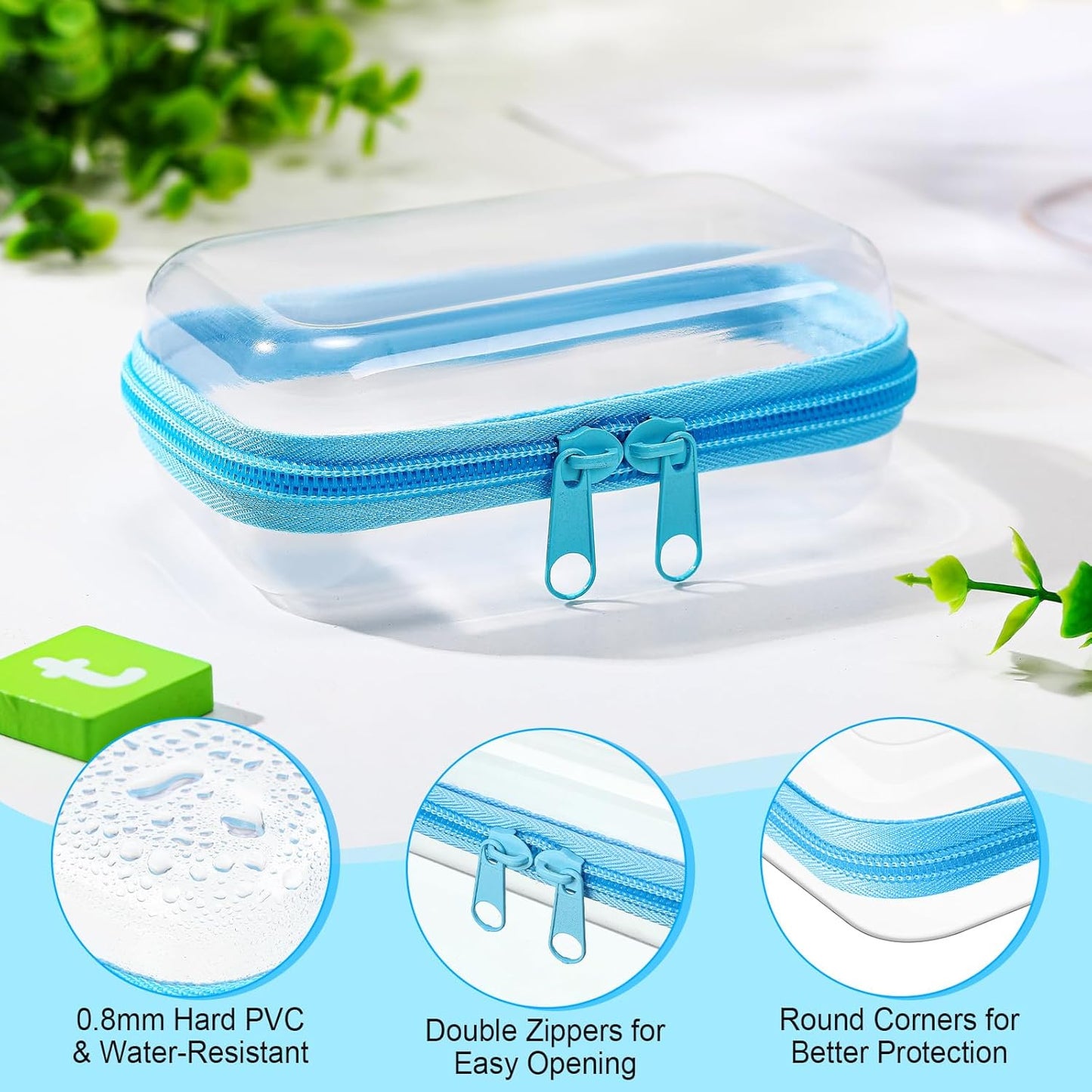 Sanwuta 6 Pcs Clear Hard Zipper Case Pencil Pouches Hard Plastic Zipper Pouches Makeup Bag Transparent Cases for Snacks Plastic Storage Organizer Box for Travel (Colorful,5 x 3 x 2 Inch)