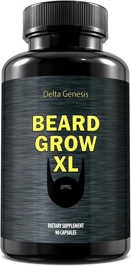 Beard Grow XL - Vegan Hair Growth Supplement for a Faster, Thicker, Fuller Beard - Enhances Your Grooming Kit