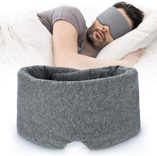 FRESHME Cotton Sleep Eye Mask for Women Men - 100% Blocking Light Travel Blindfold, Soft Zero Pressure Grey Eyes Cover with Adjustable Velcro Strap for Side Sleeper Night Sleeping, Work Nap and Yoga