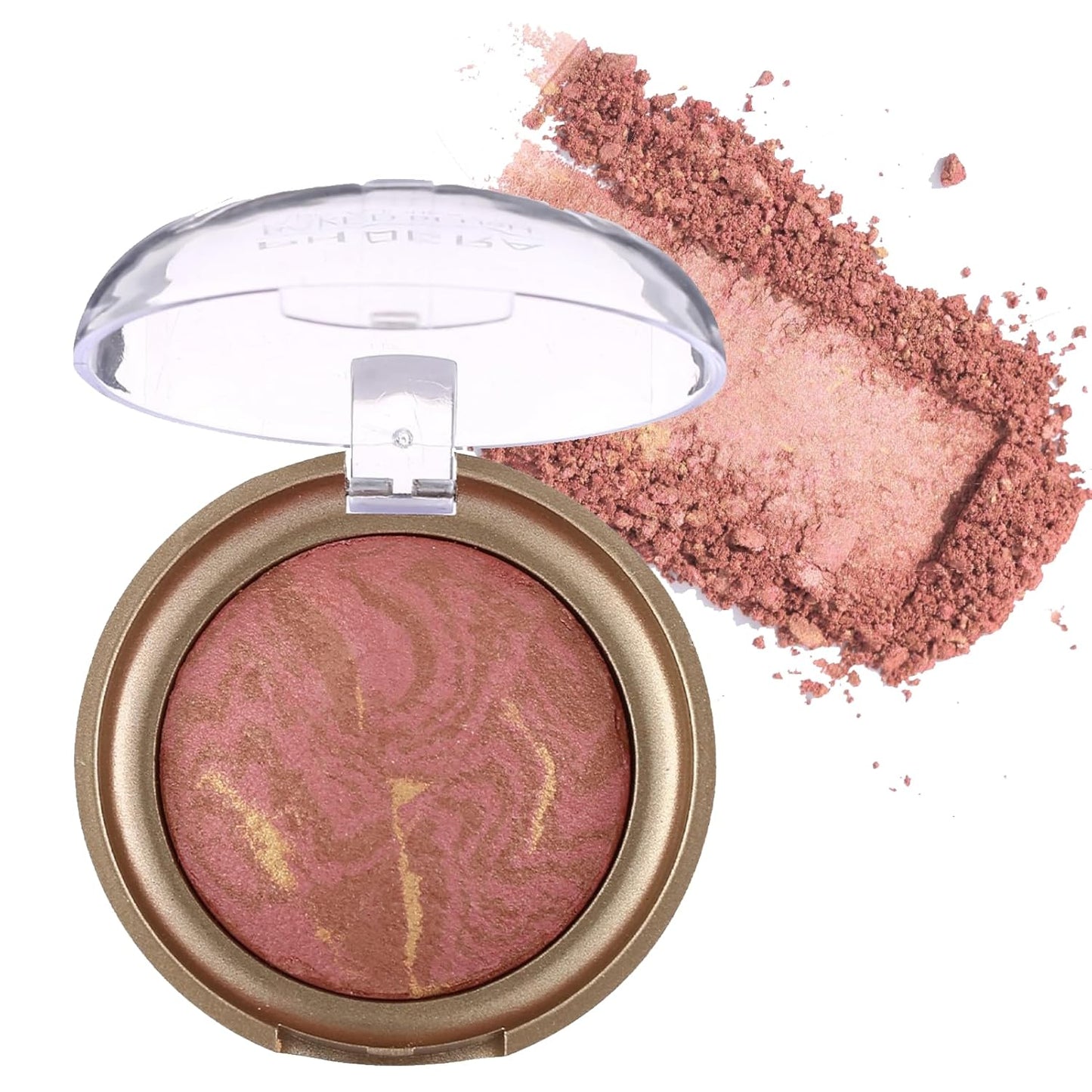 Baked Blush, Marbleized Blush for Cheeks, Shimmery Satin Finish Blushes Powder Palette, Buildable Color Natural Face Makeup Powder