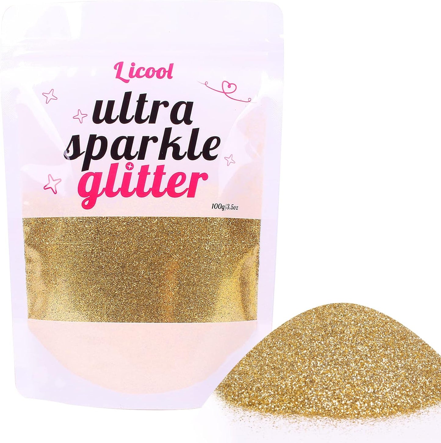 Holographic Fine Glitter, 100g/3.5oz Extra Fine Glitters Powder Packs for Resin, Craft Glitter for Tumblers Candle Slime Making, Festival Body Face Eyeshadow Nail Glitter (Light Gold 1)