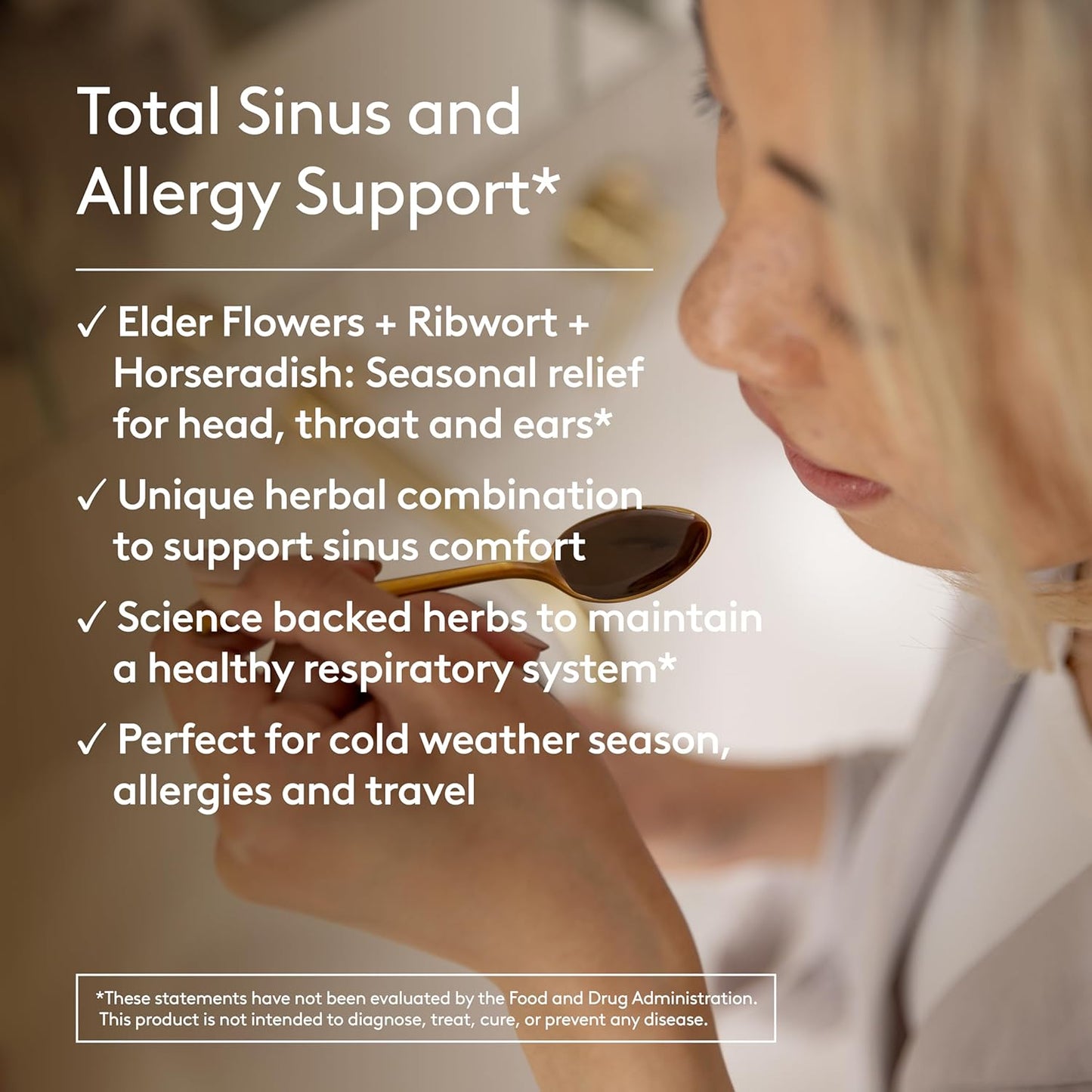Sinus Ease, Herbal Seasonal Sinus Support with Horseradish, Elderflower, Echinacea & Ginger Root, Liquid Absorption, Herbal Flavor, Alcohol-Free, Plant-Based 6.7 fl oz