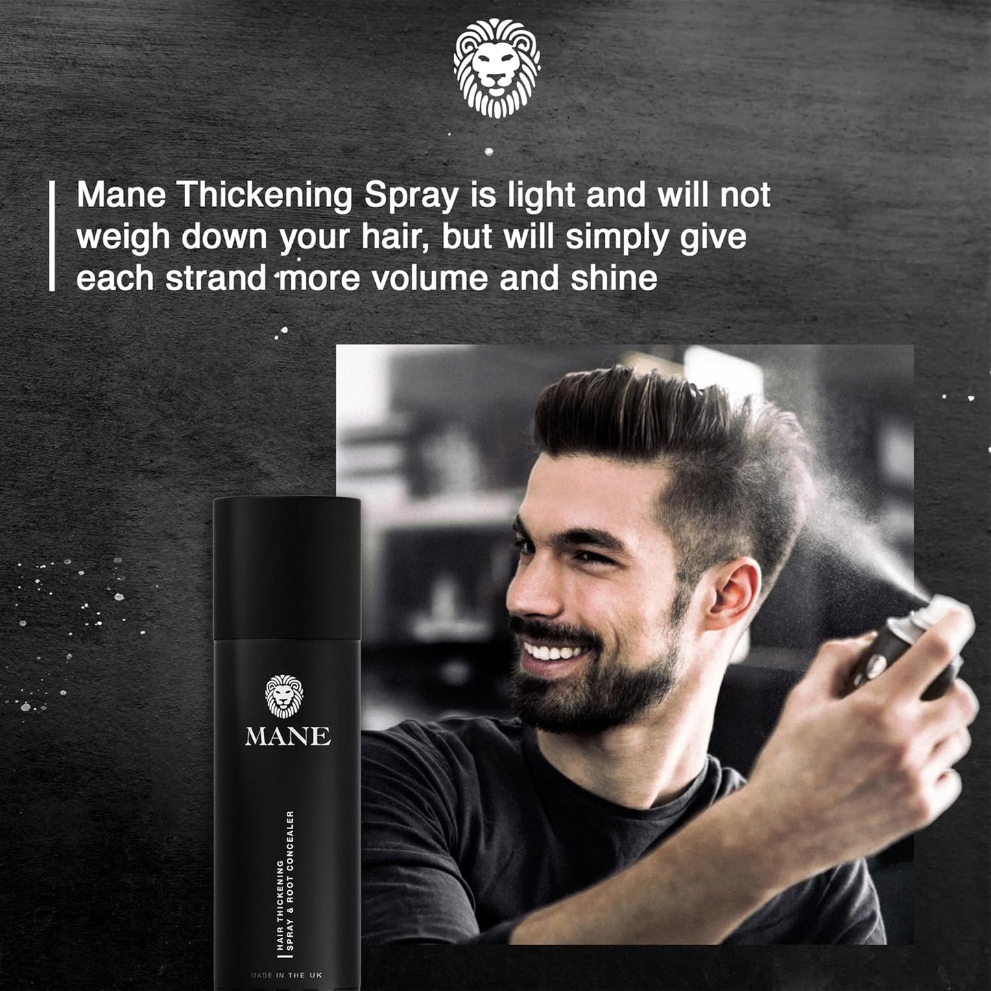 Mane Hair Thickening Spray & Root Touch Up, Instantly Thicker Hair for Men & Women, Fill in Hairlines and Hide Thinning and Fine Patches - Auburn, 12 Colors (6.76 oz)