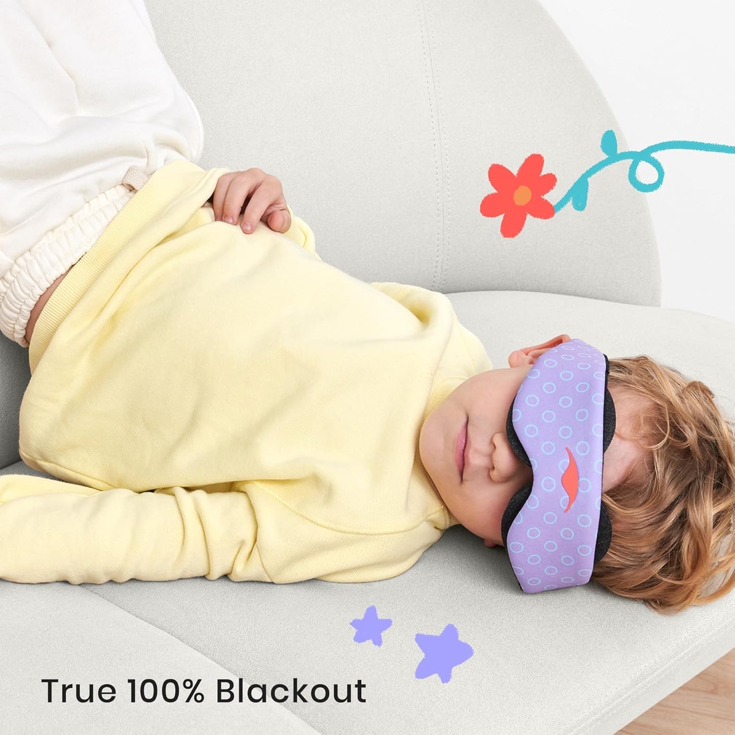 Manta Kids Sleep Mask - Comfy & Cute Blackout Sleeping Mask with Adjustable Eye Cups, Soft & Breathable Machine Washable Kids Eye Mask for Girls, Boys, Toddler Aged 6+ (Periwinkle)