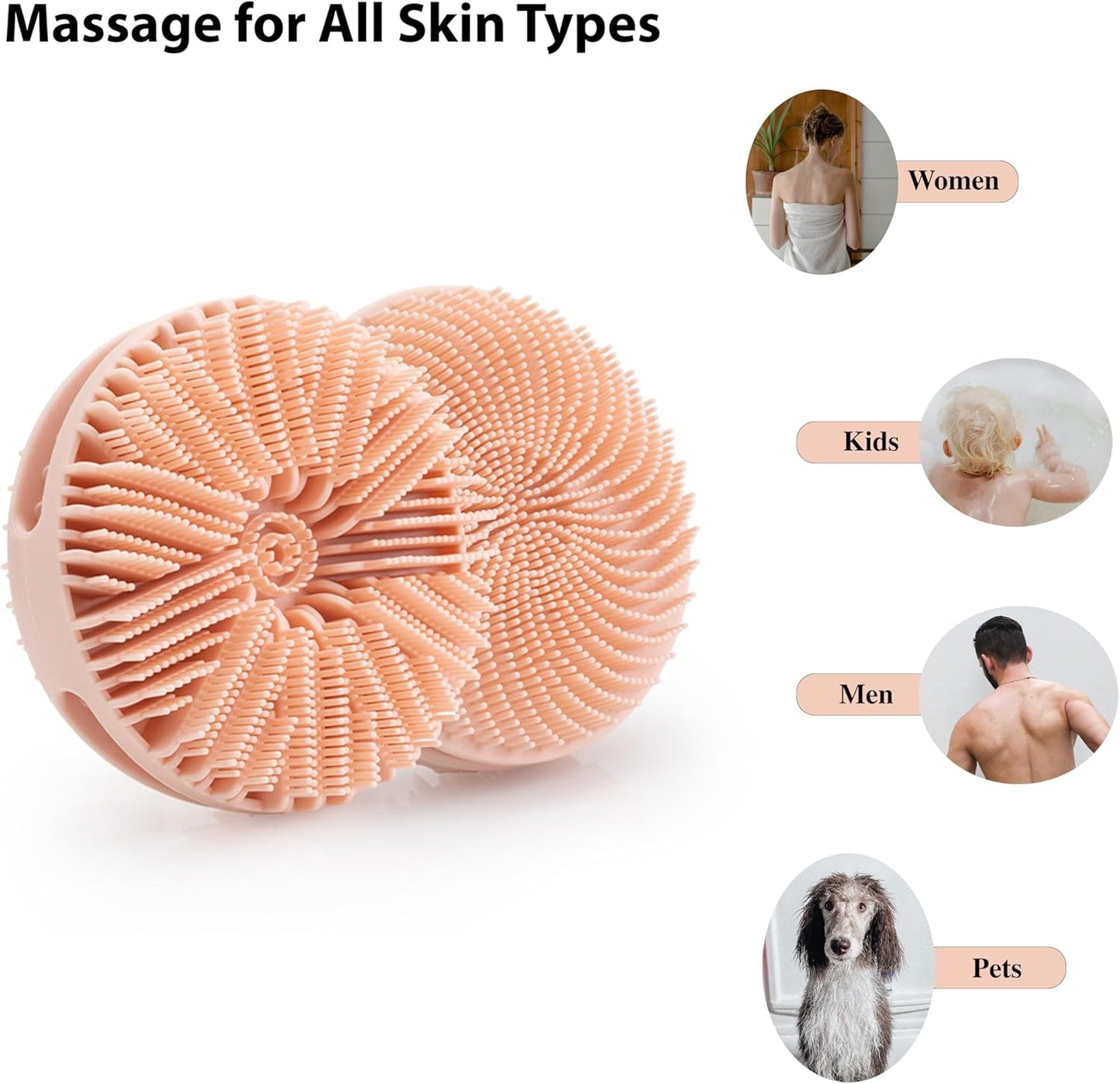 2 PC Silicone Exfoliating Body Scrubber, Silicone Body Shampoo Brush, Soft Silicone Loofah for Sensitive Skin, Shower Silicone Hair Scalp Massager, Easy to Clean, Lather Well(Pink&Black)