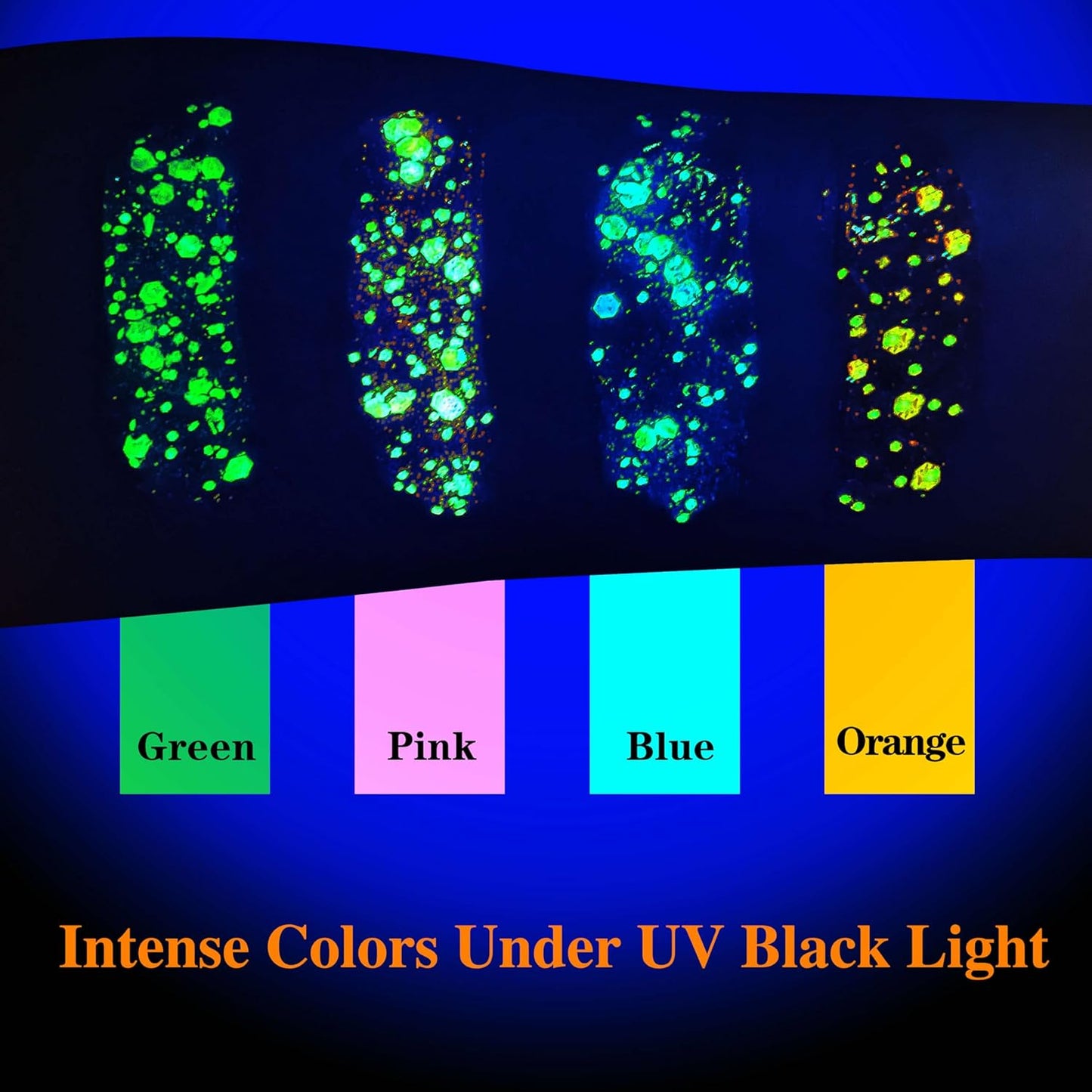 MEICOLY Neon Orange Body Glitter Gel,UV Blacklight Chunky Face Glitter Gel,Glow in The Dark Glitter Paint,Singer Concert Music Festival Party Rave Accessories,Halloween Glitter Makeup for Women,50ml