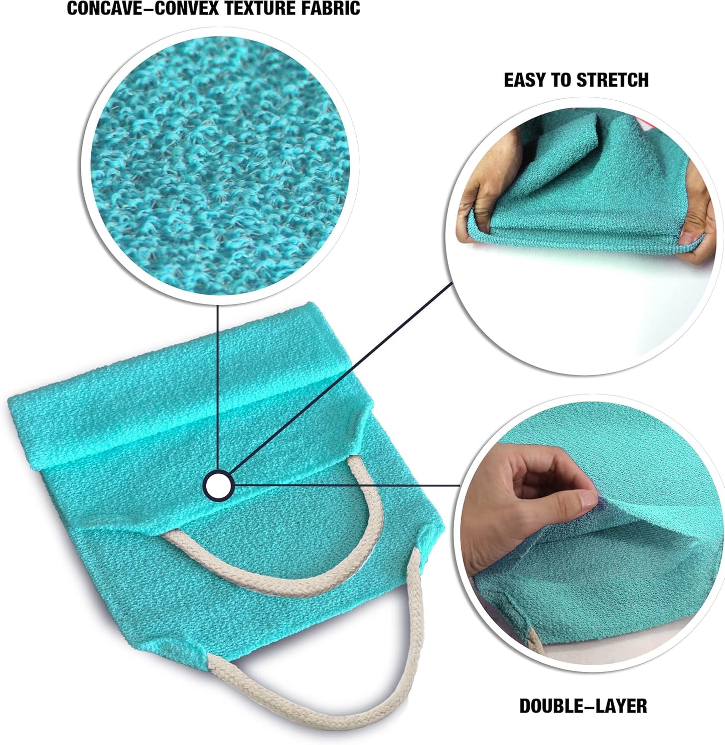 Evridwear Exfoliating Back Scrubber with Handles Two Sides for Body Shower Deep Cleans Skin Massages Invigorating Blood Circulation Men Women One Size (Angel Blue)